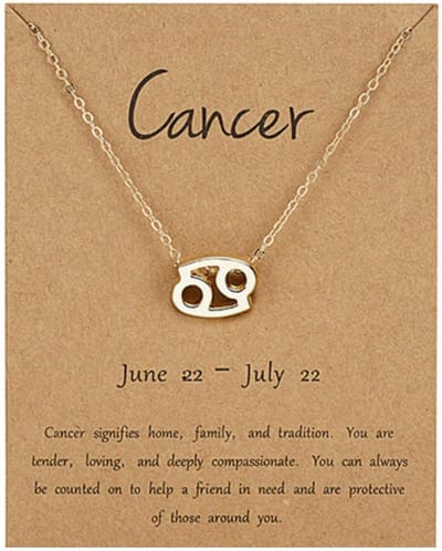 Cabantis Horoscoop-Ketting|Horoscoop|Ketting Dames|Ketting Heren| Goudkleurig|Cancer|Kreeft