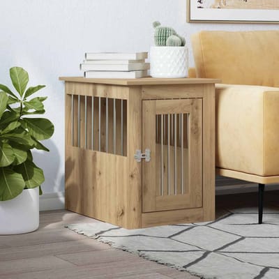 vidaXL - Hondenbench - 45x62x59 - cm - bewerkt - hout - artisanaal - eikenkleurig