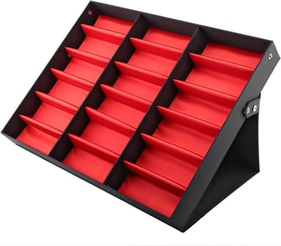 Bril Opslagcase - Zonnebrillen Organisator - Netjes Opbergen - 18 Compartimenten - 47 x 37 cm - Zwart