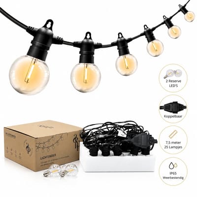 SEPH® Lichtslinger Buiten met 25 Lampjes E12 - 7,5 meter Buitenverlichting – Lichtsnoer IP65 - Koppelbare Feestverlichting – Waterdicht - Prikkabel