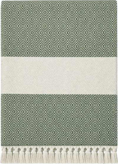 Hamamdoek, Strandlaken, 100x180 cm, 100% Katoen, 450 gr, Zacht en Sneldrogend, Sauna, Spa, Strand, Yoga, Luxe Hamamdoek, Diamond Design, Olijfgroen, Duurzaam, De Linde Home