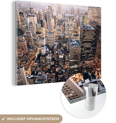 MuchoWow® Glasschilderij 40x30 cm - Schilderij acrylglas - New York - NYC - Amerika - Foto op glas - Schilderijen