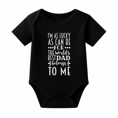 Romper met Tekst Baby – The world’s best dad belongs to me – Zwart – Korte mouw – Maat 62/68