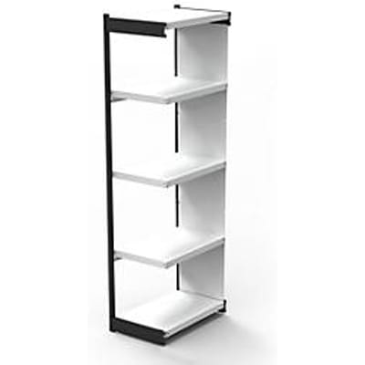 Stalen rek PROGRESS 2000, open hoekkast bouwdeel, achterwand, H 1900 x B 400 + D 300 mm, zilveren frame