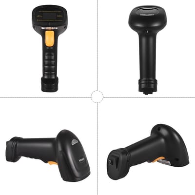 2-in-1 2.4G draadloze barcodescanner en USB bekabelde handheld 1D barcodelezer black