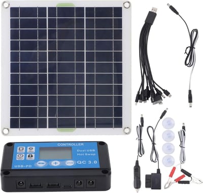 Zonnepaneel Kit - Draagbare Energie - Kamperen Buiten - Efficiënt Snel Laden - 30 cm - Blauw