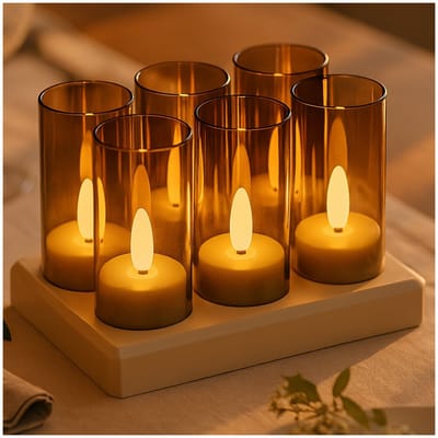 Oplaadbare Waxinelichtjes LED Kaarsen met Afstandstandsbieding, Timer & Oplaadstation van MMOBIEL - 6 Stuks Vlamloze Theelichtjes met USB voor Thuis, Tafel, Bruiloft & Kerstdecoratie