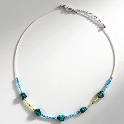 Cavill - Halsketting met Blauwe & Gele Apatiet 26,2 ct - 925 Sterling Zilver & Edelstaal - Verstelbaar Zomers Braziliaans Sieraad