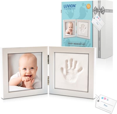 LUVION® Baby Fotolijstje met Klei Afdruk (Gipsafdruk baby) - Hand & Voet Afdruk - Geboorte cadeau - Kraamcadeau jongen / Kraamcadeau meisje