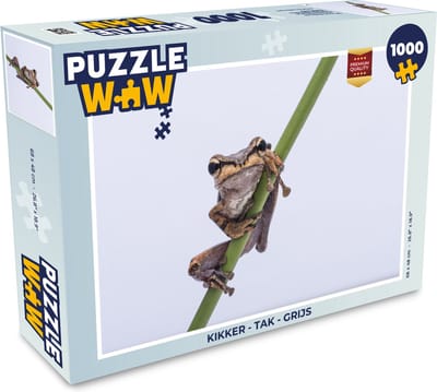 Puzzel Kikker - Tak - Grijs - Legpuzzel - Puzzel 1000 stukjes volwassenen