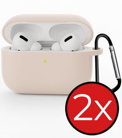 Hoesje - Geschikt voor Apple Airpods Pro 3 - Siliconen Hoes met Clip - Silicone Case Cover - Zand