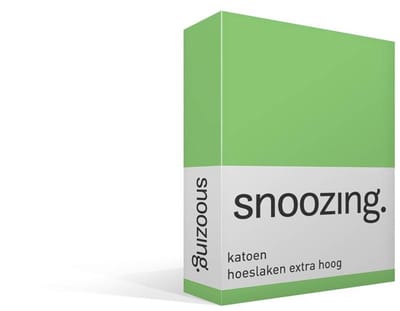Snoozing - Katoen - Extra Hoog - Hoeslaken - Eenpersoons - 90x220 cm - Lime