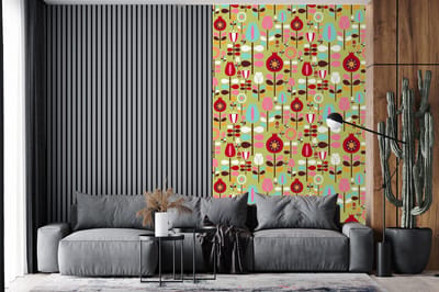 Behang - Fotobehang Patronen - Bloemen - Kleuren - Breedte 150 cm x hoogte 240 cm