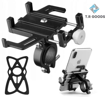 T.R Goods. Solide Telefoonhouder Fiets / Motor Aluminium Verstelbaar 55-95mm - Zwart