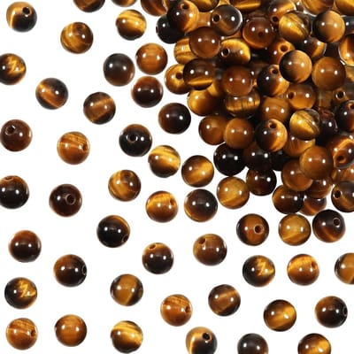 100 Stuks 6mm Natuurlijke Tiger Eye Edelsteen Kralen - Ronde Losse Kralen met Gat voor Sieraden, Ambachten en DIY Armbanden en Kettingen