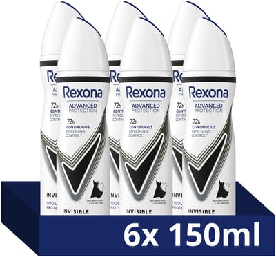 Rexona - Anti-Transpirant Spray - Women Advanced Protection - Invisible - 6 x 150 ml - Voordeelverpakking