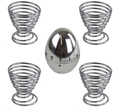 Lomera Kookwekker met Eierdopjes - 4 Eierdopjes - 60 Minuten Timer - Diameter Eierdopjes - Eierdopje - Keukenaccessoire