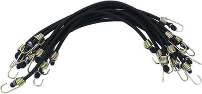 Spanelastiek - 10 Stuks - Elastiek koord - Tentspanner - Touwen - Bind elastisch touw - Elastisch bagagetouw - Haak en riem - Geschikt voor kamperen, vlaggen-en zeildoekbevestiging - 30cm