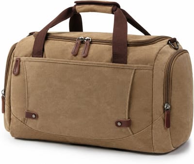 Weekendtas, Uniseks canvas reistas, Sporttas, Grote reistas in retro, 40L grote capaciteit, meerdere zakken, voor mannen en vrouwen, canvas (Kaki)