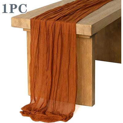 Nappe de table romantique en tissu froissé, chemin de table de style bohème pour mariage, fête prénatale, fête d'anniversaire 90cmx180cm marron