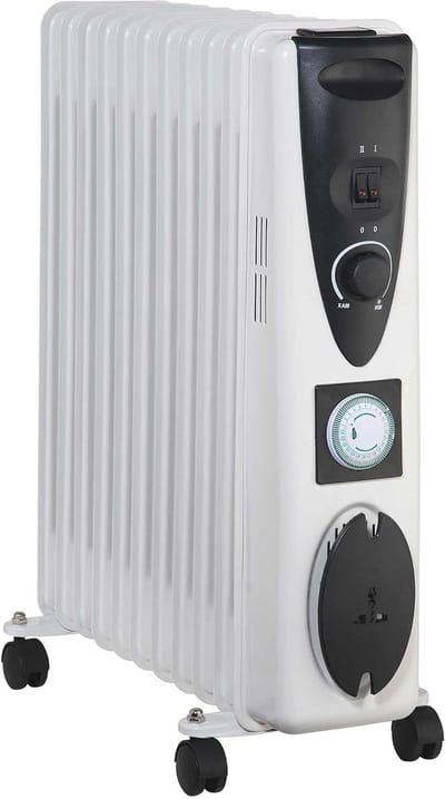 Oliegevulde Radiator - Verwarming - Ruimte Verwarmen - Met Timer - 11 Vinnen - Wit