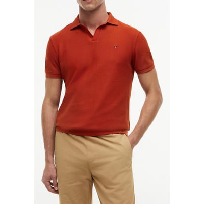 Tommy Hilfiger Jonny Collar Texture Rusty Ochre Größe: M | Poloshirts Outlet | Herren | Braun