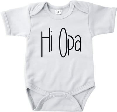 Baby romper met tekst zwangerschap aankondiging | Hi Opa | wit |korte mouw | maat 56 cadeautje zwangerschap aankondiging bekendmaking | Cadeautje 100% katoen.