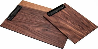 Goodline® - A4 Houten Menu Klembord - type: HFK-Walnoot (Geolied) + Zwarte Klem