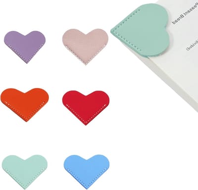 Set van 6 Leren Hart Boekenleggers, Schattige Hoekpagina Boekenmerken, Persoonlijke Cadeaus voor Boekenliefhebbers en Boekenaccessoires