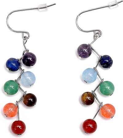 Edelstenen oorbellen Gemstone Rainbow - multi color - sterling zilver (925) - oorbelhanger - rood - bruin- groen - blauw - paars - zilver - luxe sieraden zakje - oorbellen dames
