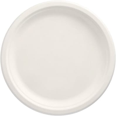 10x 50 Borden van suikerriet pure 1-vaks Ø 26 cm · 2 cm wit