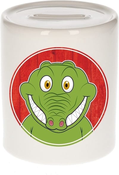 Vrolijke krokodil dieren spaarpot 9 cm - keramiek - spaarpotten voor kinderen