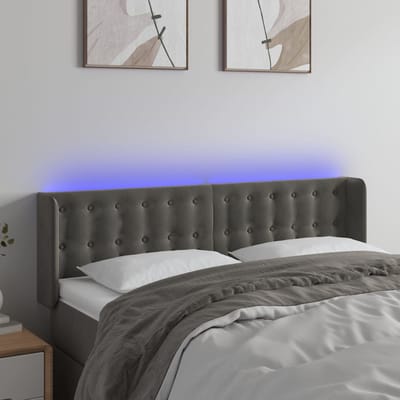 vidaXL - Hoofdbord - LED - 147x16x78/88 - cm - fluweel - donkergrijs