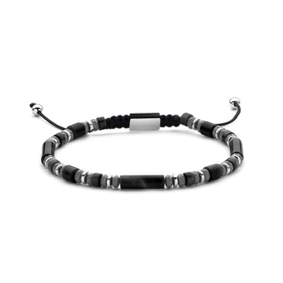 7FB-0836 – Frank 1967 – Heren Armband – Kralenarmband – Agaat & Hematiet – Zilverkleurig
