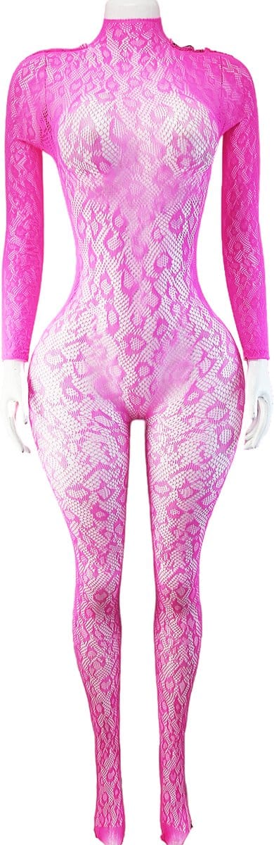BamBella ® - Panty pak -Onesize - body suit - Dames - Onesize - Erotische jumpsuit van kant lingerie Roze