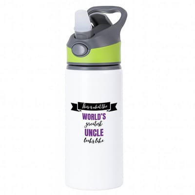 Hacebo® - World's greatest uncle waterfles met rietje groen - Oom - een oom - verjaardagscadeau - cadeau voor oom - kado - water fles - 650ML