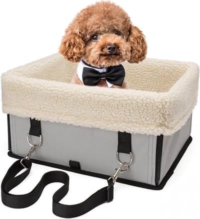 Honden autostoel - Reis zitverhoger - Veilig reizen - Wasbare voering - 42x34x6 cm - Grijs