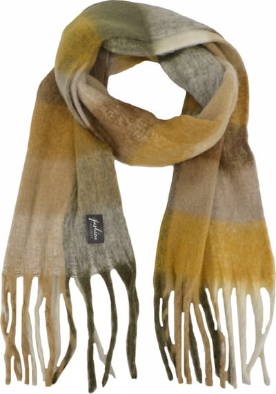 Sjaal Geblokt - Bruin/Mosterd | Polyester | 210 x 38 cm | Fashion Favorite