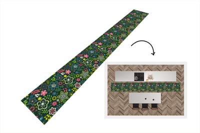 Keukenloper - Keukenmat - Bladeren - Patronen - Bloemen - 400x50 cm - Keuken vloerkleed