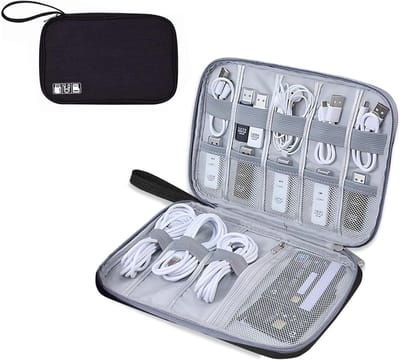 Elektronica Accessoires Organizer Tas voor Reizen, Geschikt voor USB-kabels en Drives (Zwart) - Ideaal voor Opberging en Bescherming