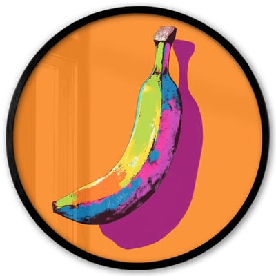 Poster in lijst Rond - Fotolijst 40x40 cm - Posters - Felle kleuren - Banaan - popart - Ronde posterlijst zwart - Decoratie - Wanddecoratie woonkamer - Muurdecoratie slaapkamer