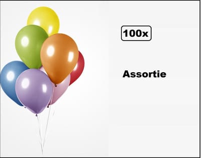 100x Ballonnen assortie 27cm - Carnaval thema feest party oud en nieuw festival