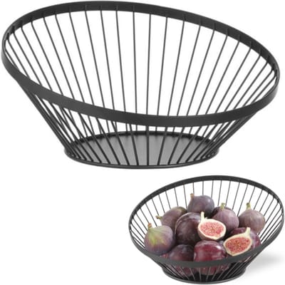 HENDI Fruitkorf – Schuin Ontwerp – Matzwarte Afwerking – Ø280x(H)130mm