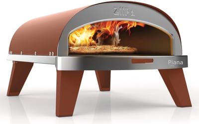ZiiPa Pizza Oven Piana - Gasmodel - Met Thermometer - Terracotta - Geschikt voor Ø 30 cm Pizza's - Roterende Pizzasteen voor Gelijkmatige Bakresultaten - Inclusief Gasdrukregelaar en Slang