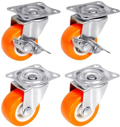 Zwenkwielen set - Meubelwielen transport - Meubels verplaatsen - Stille loop kogellagers - 38 mm - Oranje
