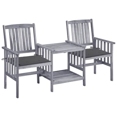 vidaXL - Tuinstoelen - met - tafeltje - en - kussens - massief - acaciahout