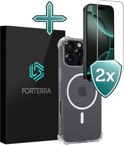 Hoesje Met 2x Screenprotector - Geschikt voor Apple iPhone 16 Pro - Magsafe Compatible - Sterk & Shockproof - Shock Proof Case - Back Cover - Telefoon Hoes - Transparant