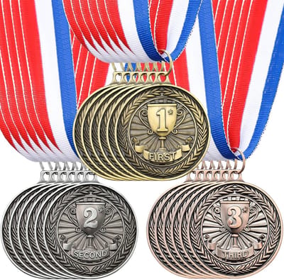 Award Medailles - Prijzen Trofeeën - Sportwedstrijden Feest - Set van 18 stuks - 5.5 cm - Goud Zilver Brons