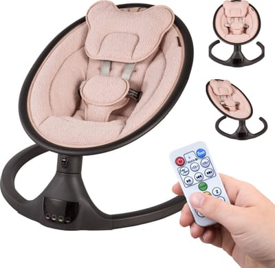 X Adventure Wipstoel Elektrisch Rocco / Schommelstoel Met Bluetoothfunctie & Afstandsbediening- Teddy Oud Roze