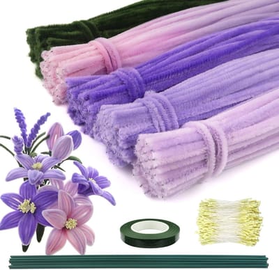 300 Stuks Chenille Borstels voor Kleurrijke Knutselprojecten - Lilac Bloem Pijpenragers voor Decoratieve Creaties